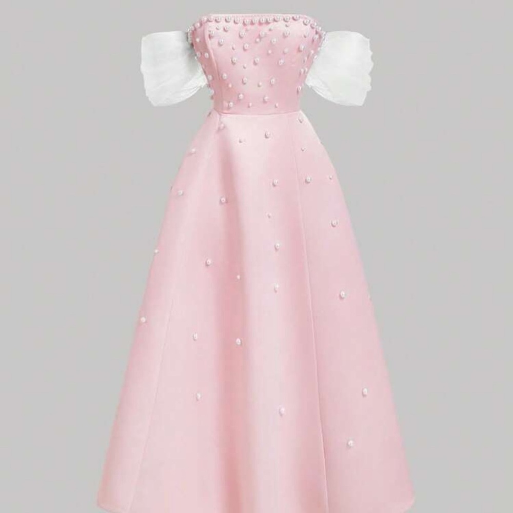Elegant Pink Pearl-Embellished Dress